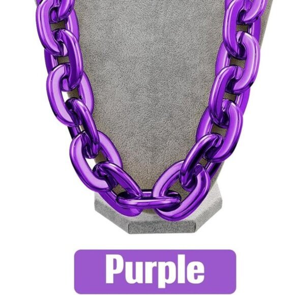 Purple Hip Hop Large Acrylic Thick Plastic Cuban Link Chain Necklace 32in 80cm‎ - Picture 2 of 4